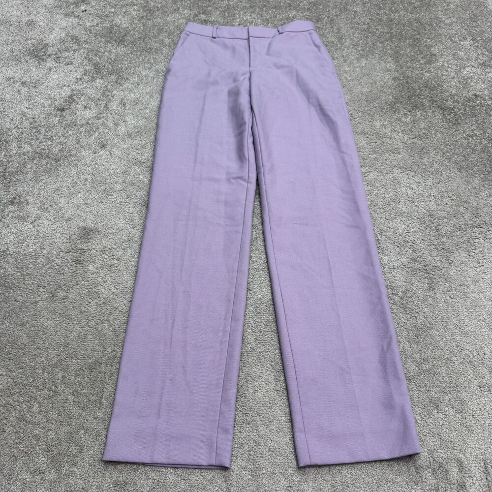 Club Monaco Straight Leg Dress Pants Women 0 Purple Lavender Wool Blend Mid Rise